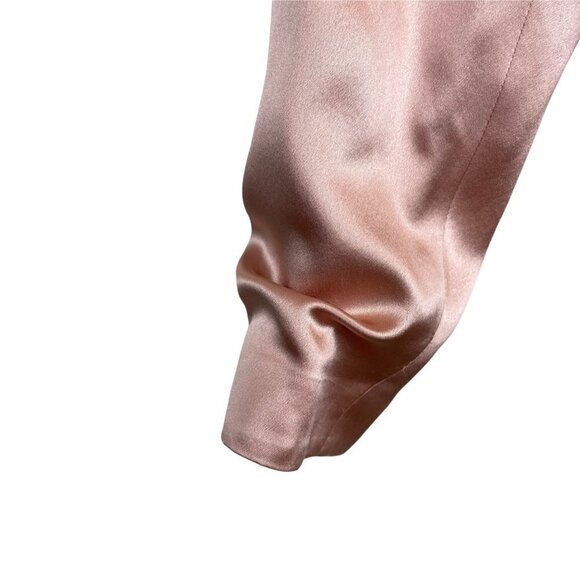 Fleur Du Mal Pink Rosewater Silk Smoking Robe with Sash Waist Belt Size M - Picture 7 of 12